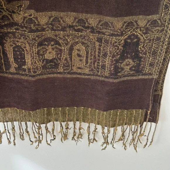 Reversible Butterfly Olive & Brown Scarf - Picture 7 of 16